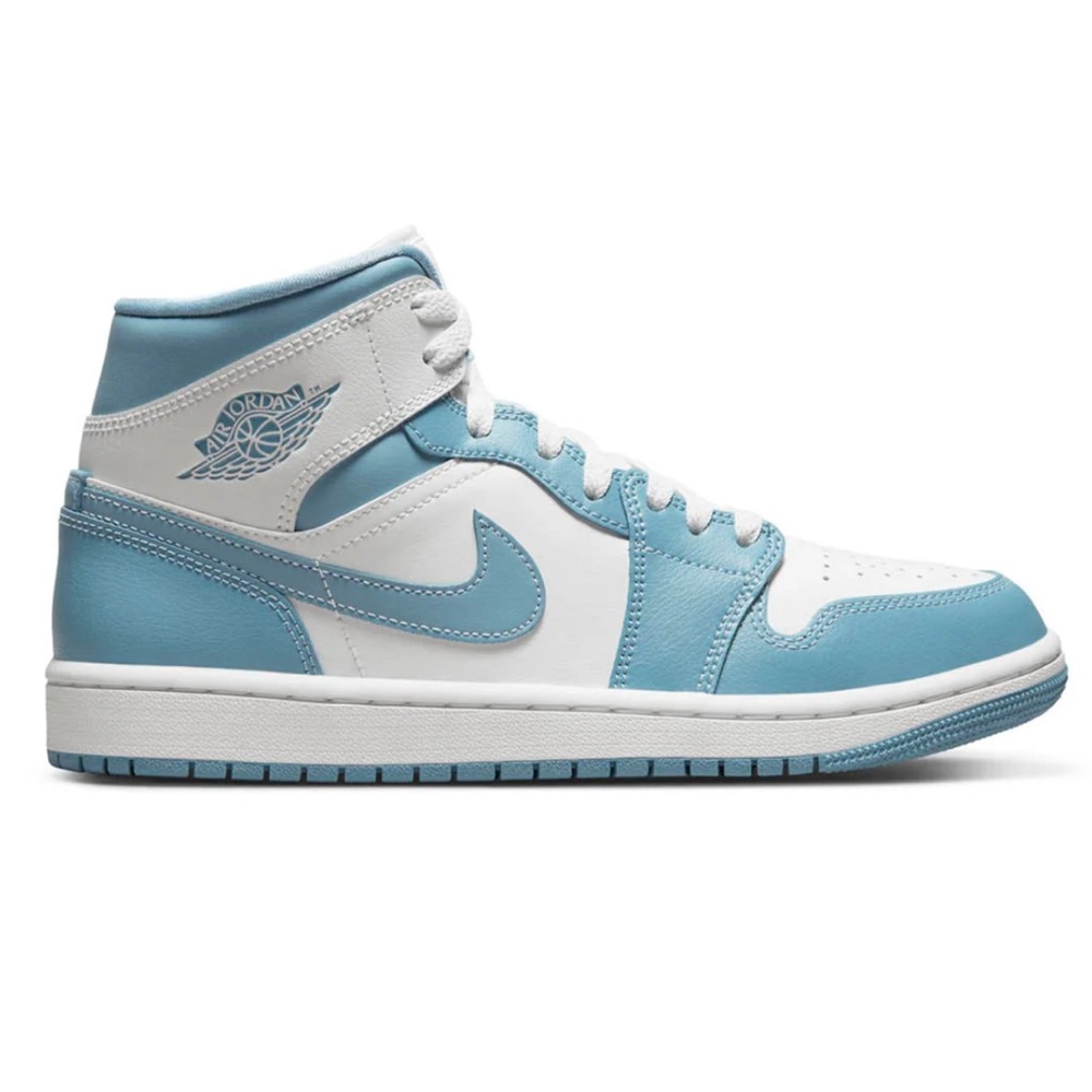 Jordan Air 1 Mid Women's Sneakers - Light Blue and White - Picture 1 of 6